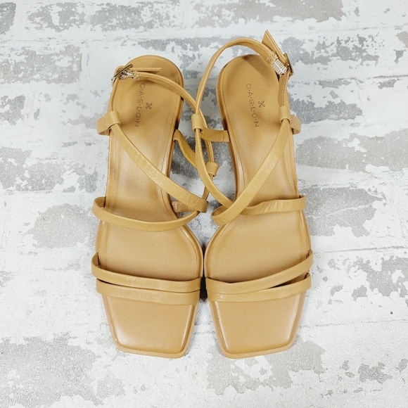 NEW Caslon Paola Tan Leather Wedge Heel Sandals I1039 - Picture 9 of 12